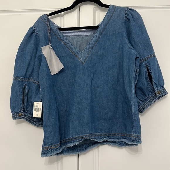 Anthropologie Jean Puff Sleeve Top - Picture 3 of 3
